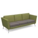 Lyric reception chair three seater with metal legs 2010mm wide - forecast grey seat and arms with endurance green back