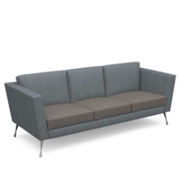 Lyric reception chair three seater with metal legs 2010mm wide - forecast grey seat and arms with late grey back