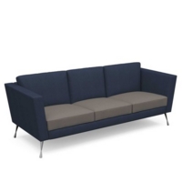Lyric reception chair three seater with metal legs 2010mm wide - forecast grey seat and arms with range blue back