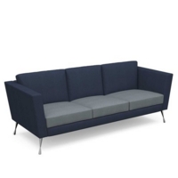 Lyric reception chair three seater with metal legs 2010mm wide - late grey seat and arms with range blue back