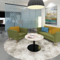 Lyric reception chair three seater with metal legs 2010mm wide - late grey seat and arms with range blue back