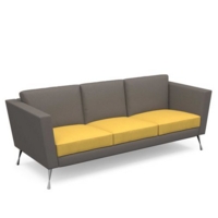 Lyric reception chair three seater with metal legs 2010mm wide - lifetime yellow seat and arms with forecast grey back