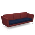 Lyric reception chair three seater with metal legs 2010mm wide - maturity blue seat and arms with extent red back
