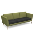 Lyric reception chair three seater with wooden legs 2010mm wide - elapse grey seat and arms with endurance green back