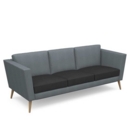 Lyric reception chair three seater with wooden legs 2010mm wide - elapse grey seat and arms with late grey back