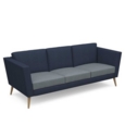 Lyric reception chair three seater with wooden legs 2010mm wide - late grey seat and arms with range blue back