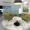 Lyric reception chair three seater with wooden legs 2010mm wide - lifetime yellow seat and arms with forecast grey back