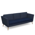 Lyric reception chair three seater with wooden legs 2010mm wide - maturity blue seat and arms with range blue back
