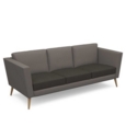 Lyric reception chair three seater with wooden legs 2010mm wide - present grey seat and arms with forecast grey back