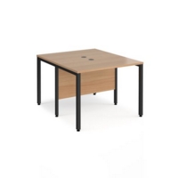 Maestro 25 back to back straight desks 1000mm x 1200mm - black bench leg frame and beech top