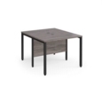 Maestro 25 back to back straight desks 1000mm x 1200mm - black bench leg frame and grey oak top