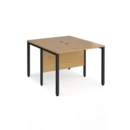Maestro 25 back to back straight desks 1000mm x 1200mm - black bench leg frame and oak top