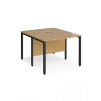 Maestro 25 back to back straight desks 1000mm x 1200mm - black bench leg frame and oak top