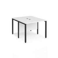 Maestro 25 back to back straight desks 1000mm x 1200mm - black bench leg frame and white top