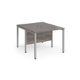Maestro 25 back to back straight desks 1000mm x 1200mm - silver bench leg frame and grey oak top