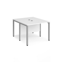 Maestro 25 back to back straight desks 1000mm x 1200mm - silver bench leg frame and white top