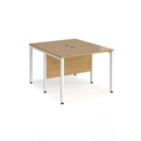 Maestro 25 back to back straight desks 1000mm x 1200mm - white bench leg frame and oak top