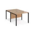 Maestro 25 back to back straight desks 1000mm x 1600mm - black bench leg frame and beech top
