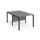 Maestro 25 back to back straight desks 1000mm x 1600mm - black bench leg frame and grey oak top