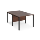 Maestro 25 back to back straight desks 1000mm x 1600mm - black bench leg frame and walnut top