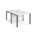Maestro 25 back to back straight desks 1000mm x 1600mm - black bench leg frame and white top