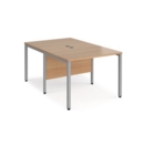 Maestro 25 back to back straight desks 1000mm x 1600mm - silver bench leg frame and beech top