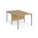 Maestro 25 back to back straight desks 1000mm x 1600mm - silver bench leg frame and oak top