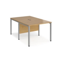 Maestro 25 back to back straight desks 1000mm x 1600mm - silver bench leg frame and oak top