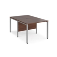 Maestro 25 back to back straight desks 1000mm x 1600mm - silver bench leg frame and walnut top