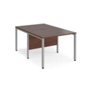 Maestro 25 back to back straight desks 1000mm x 1600mm - silver bench leg frame and walnut top