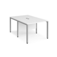Maestro 25 back to back straight desks 1000mm x 1600mm - silver bench leg frame and white top