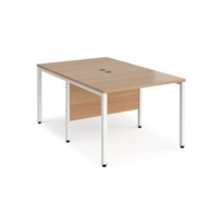 Maestro 25 back to back straight desks 1000mm x 1600mm - white bench leg frame and beech top