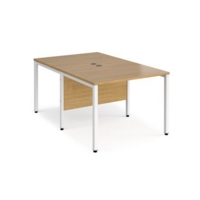 Maestro 25 back to back straight desks 1000mm x 1600mm - white bench leg frame and oak top