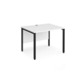 Maestro 25 straight desk 1000mm x 800mm - black bench leg frame and white top