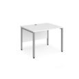Maestro 25 straight desk 1000mm x 800mm - silver bench leg frame and white top