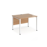 Maestro 25 straight desk 1000mm x 800mm - white bench leg frame and beech top