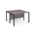 Maestro 25 back to back straight desks 1200mm x 1200mm - black bench leg frame and grey oak top