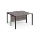 Maestro 25 back to back straight desks 1200mm x 1200mm - black bench leg frame and grey oak top