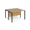 Maestro 25 back to back straight desks 1200mm x 1200mm - black bench leg frame and oak top
