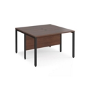 Maestro 25 back to back straight desks 1200mm x 1200mm - black bench leg frame and walnut top