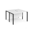 Maestro 25 back to back straight desks 1200mm x 1200mm - black bench leg frame and white top