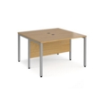 Maestro 25 back to back straight desks 1200mm x 1200mm - silver bench leg frame and oak top