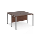 Maestro 25 back to back straight desks 1200mm x 1200mm - silver bench leg frame and walnut top