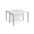 Maestro 25 back to back straight desks 1200mm x 1200mm - silver bench leg frame and white top