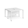 Maestro 25 back to back straight desks 1200mm x 1200mm - white bench leg frame and white top
