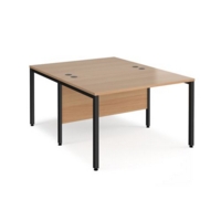 Maestro 25 back to back straight desks 1200mm x 1600mm - black bench leg frame and beech top