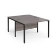 Maestro 25 back to back straight desks 1200mm x 1600mm - black bench leg frame and grey oak top
