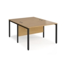 Maestro 25 back to back straight desks 1200mm x 1600mm - black bench leg frame and oak top