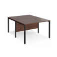 Maestro 25 back to back straight desks 1200mm x 1600mm - black bench leg frame and walnut top