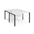 Maestro 25 back to back straight desks 1200mm x 1600mm - black bench leg frame and white top